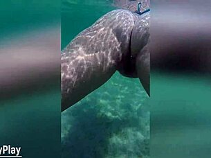 Watch multiple creampies dripping underwater in pool