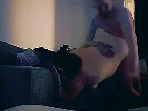 moaning wife returns home for hard living room fuck