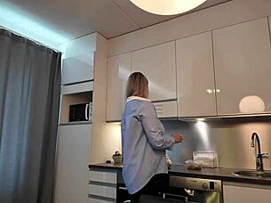 curvy blonde milf fucked hard alone at home