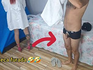 horny housewife masseuse gets blindfolded client hard in hospital uniform