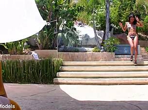 Neela sky petite brunette indian girl gives pov blowjob to huge cock ending in massive facial cumshot