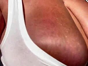 whoa bbw milf's huge saggy tits tease on holiday!