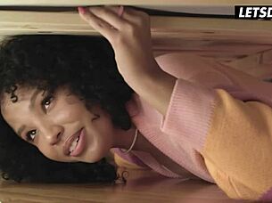 curly slut romy indy trapped under bed takes deep doggystyle pounding