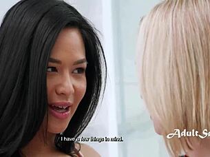 lilly bell pounds scarlett alexis relentlessly with huge strapon domination