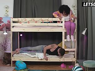 curly slut romy indy trapped under bed takes deep doggystyle pounding