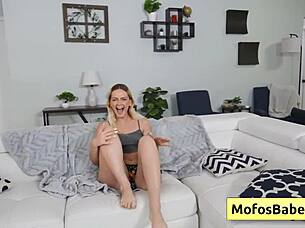 Sexy flexible blonde deepthroats fat cock whole way down