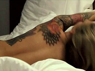 blonde tattoo milf divine sinners enjoys slow oil massage pussy licking kisses