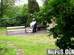 backyard voyeur catches nomi malone in wild threesome pounding