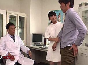 Japanese Nurse Threesome Explodes with Feverish Passion!