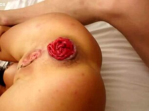 Monika Fox screams in rough anal face fuck! Giant buttplug pissing squirt cum mouthful!