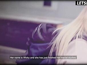 hey angel wicky, take these two monster cocks in horny bathroom threesome cum in mouth!