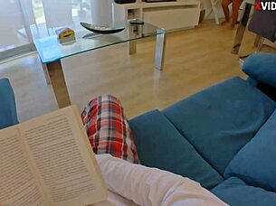 Stepmom Sits on Hard Dick Accidentally Fucks Ass Creampie