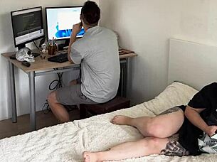 gamer girl rides stepbro's cock after blackmail exposure