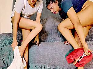 me and girlfriend seducing horny skinny teen for romantic ffm fuck