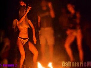 slow motion topless flashing public cemetery tease