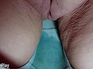 curvy mature virgin wets panties in solo play