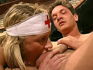 horny nurse milf takes on three men for sloppy facials and anal orgy