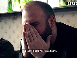 hey angel wicky, take these two monster cocks in horny bathroom threesome cum in mouth!