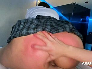 Taking slutty student to motel for tight ass pounding and oily tits cumshot