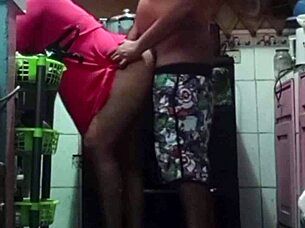 i railed my big-ass milf while she cooked in lingerie, creampie finish