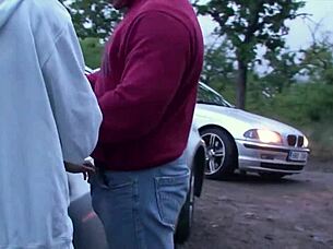 girl strips in car heading to public gangbang orgy 🚗🍆👯