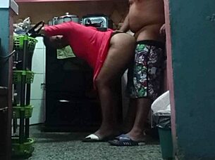 i railed my big-ass milf while she cooked in lingerie, creampie finish