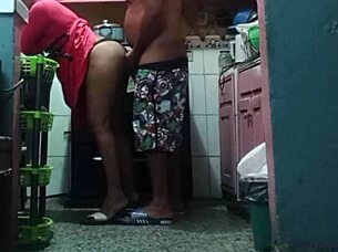 i railed my big-ass milf while she cooked in lingerie, creampie finish