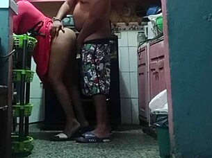 i railed my big-ass milf while she cooked in lingerie, creampie finish