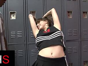 Curious gym girl tempts massive black cock for steamy interracial pounding