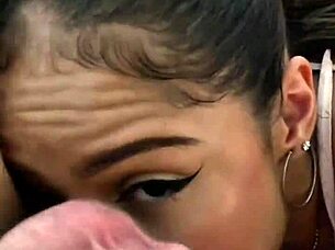 petite latina teen deepthroats sloppy rimjob pov cum in mouth