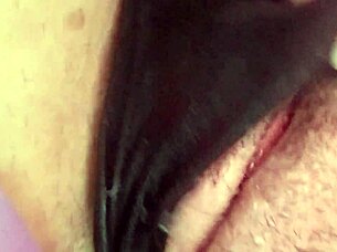 hazey stuffs panties deep into shaved wet pussy fingering orgasm