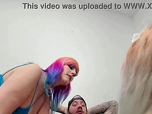 hey, our dirty maid cleaned my cock with her big tits