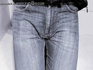 jeans pee accident in homemade toilet video