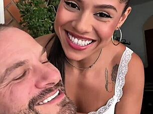 petite latina teen deepthroats sloppy rimjob pov cum in mouth