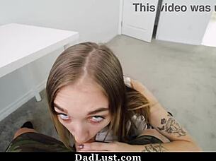Stepdaughter craves daddy's tender touch for more hardcore pounding