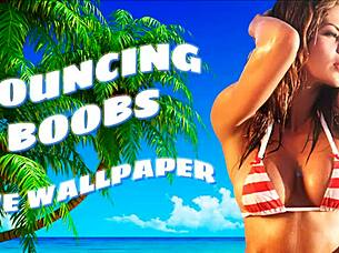 Interactive Bikini Babe Bounces Massive Tits on Beach