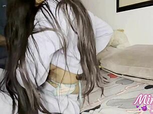 Drunk whore neighbor fingers her ass, begs for raw machine anal pounding