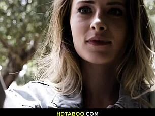 Welcome to Charlie's harem: brunette teen Kyler Quinn outdoor threesome muff diving