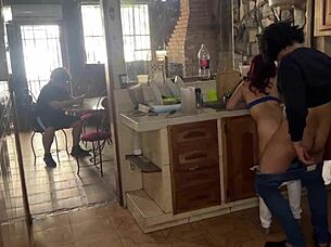 jealous husband spies friend pounding wife doggystyle in their home