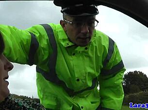 caught stroking pussy? mature fucks cop in fishnets heels full vid 🚔💦