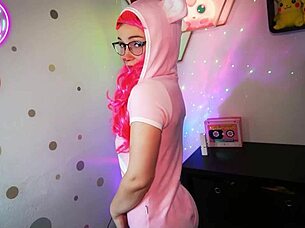 my petite cosplay babe gives sloppy ahegao blowjob swallows every drop pov
