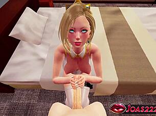 Artoria's big tits angel gives pov handjob titfuck deepthroat cumshot