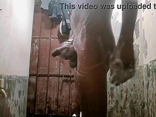 kolkata boy's sexy bathroom monster cock handjob homemade tease