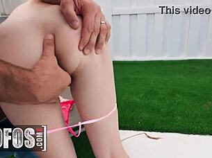 venus vixen sucks jmac's huge cock outdoors then rides inside