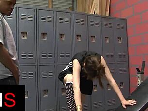 Curious gym girl tempts massive black cock for steamy interracial pounding