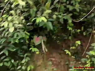 Sex-addicted woman begs fucking anywhere on village path