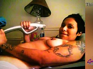 Guys, I want you to watch this bride relax with her massager for pure bliss