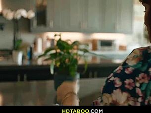 teacher milf with big tits and heels chokes on cock while student watches taboo