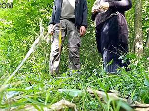 Fat Hairy Milf Exposes Pissing Cunt Publicly to Lover