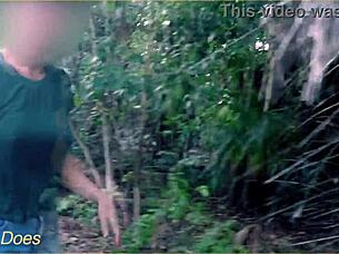 Housewife Flashes Massive Tits to Stranger in Public Park